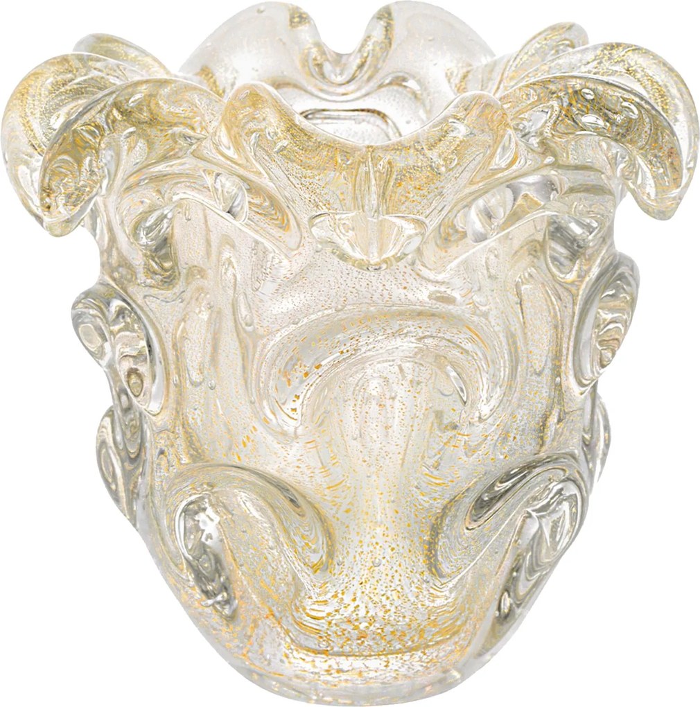 Vaso Murano Sótis C/ Ouro - Cristal Transparente  Cristal Transparente