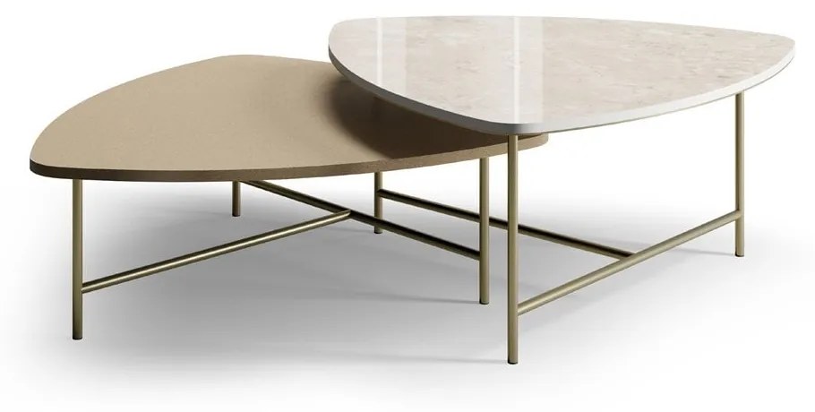Mesa de Centro Frida Duo Tampos Orgânicos Base Aço Carbono com Pintura Epóxi