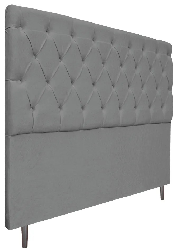 Cabeceira Estofada Liverpool 140 cm Casal Suede Cinza - ADJ Decor