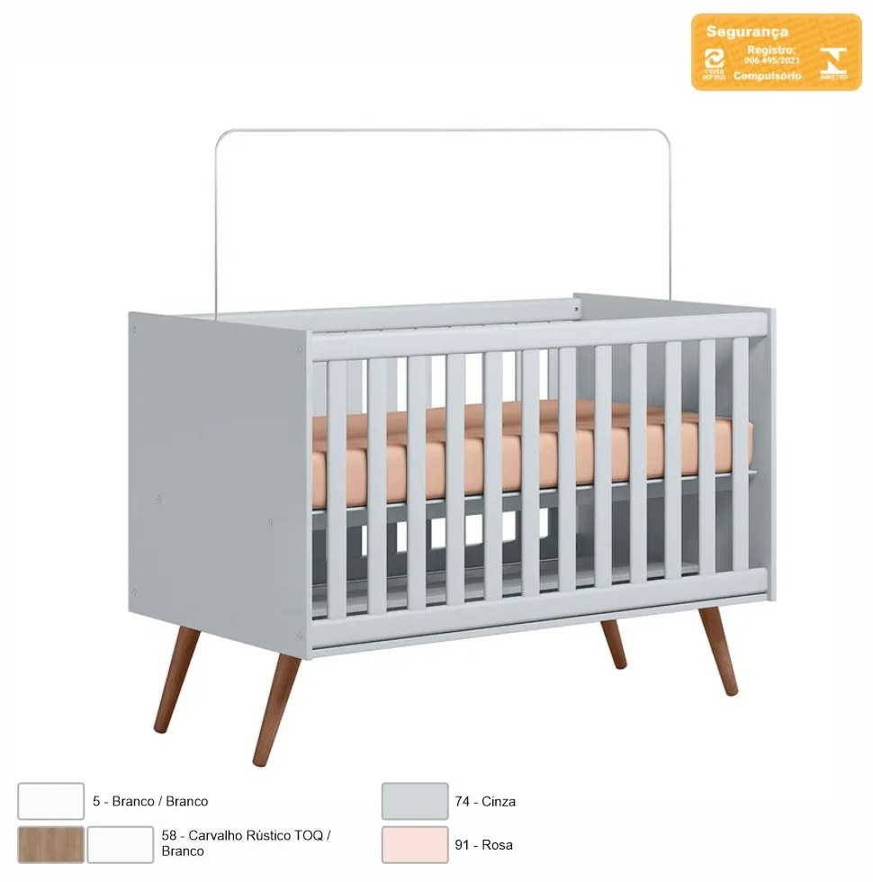 Berço Mini Cama Retrô Encanto Cinza - Loja Sheep - Cinza