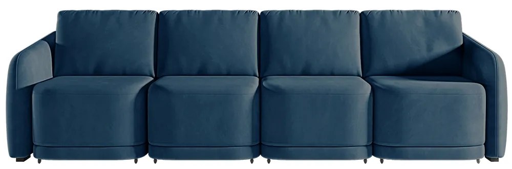 Sofá Cama Modulado Retrátil e Reclinável Decorativo Varsóvia 356cm Veludo Azul Marinho G33 - Gran Belo