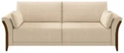 Sofá Living 3 Lugares 222cm Pés Madeira Roya Z32 Linho Champanhe - Mpo