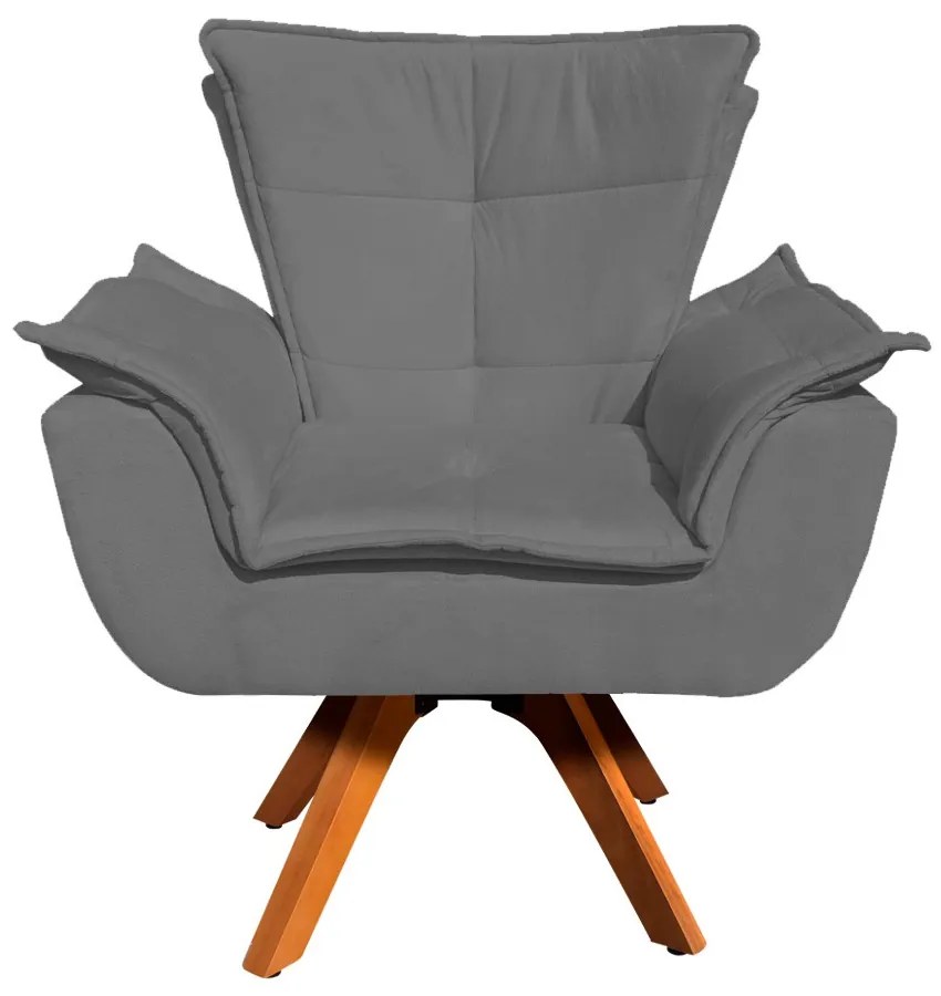 Poltrona Sala de Estar Giratória MM30 Opalla Suede D03 - D'Rossi - Grafite