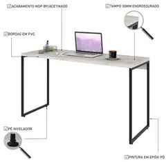 Mesa de Escritório Escrivaninha 135cm Dynamica Industrial C08 Snow - M