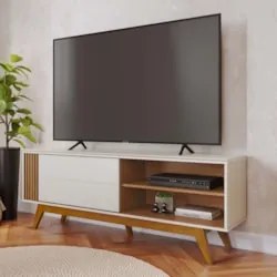 Rack Bancada Para TV 60 Pol 160cm Diana Off White/Freijó C05 - Mpozena