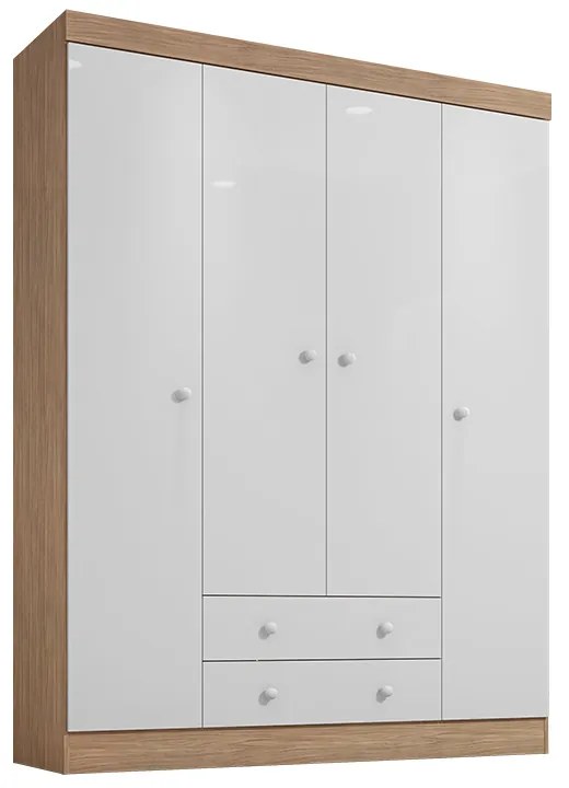 Guarda Roupa Infantil Isis 4 Portas 2 Gavetas Branco/Cartagena - Incorplac - Branco