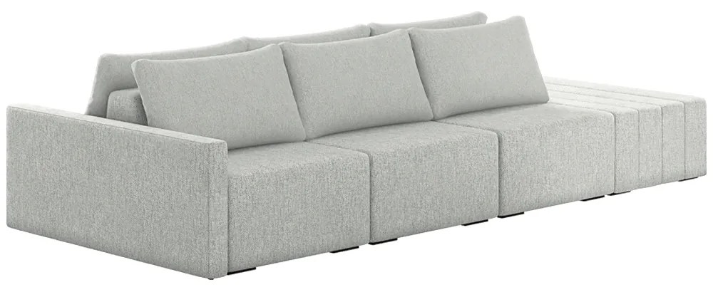 Sofá Ilha Modulado Milos 312cm Puff Lateral Linho Cinza G33 - Gran Belo