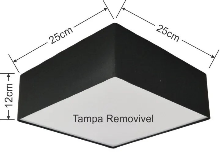 Plafon de Sobrepor Quadrado SP-3000 Cúpula Cor Preto