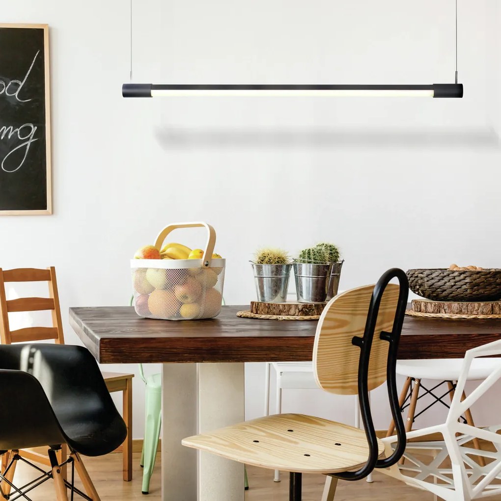 Pendente Tec 60X2,2Cm Led 12W 3000K Bivolt | Bella Iluminação Gd012Sb (Preto)