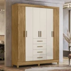 Guarda Roupa Casal 165cm 6 Portas Khani Freijó/Off Z17 - Mpozena