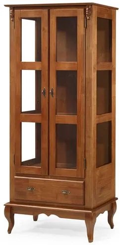 Cristaleira Meg 2 Porta 3 Prateleiras 1 Gaveta Lateral de Vidro Imbuia 80cm - 68211 Sun House