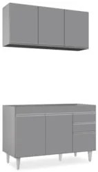 Armário Cozinha e Balcão Para Pia 120cm Michigan Cinza      - Lumil