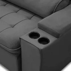 Sofá Retrátil Reclinável 3 Lugares 230cm Ginevra F05 Veludo Grafite -