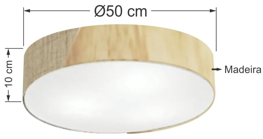 Plafon Luminária de teto decorativa para casa, Md-3076 nórdicas em tecido e madeira 3 lâmpadas com difusor em poliestireno - Rustico-Bege
