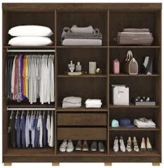 Guarda Roupa Casal 218cm 6 Portas Bolty Imbuia Rústico V02  - Mpozenat