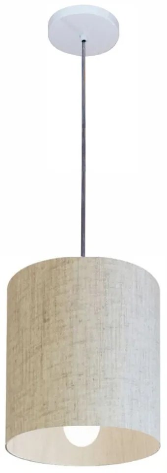 Lustre Pendente Cilíndrico Md-4200 Cúpula em Tecido 14x15cm Rustico Bege - Bivolt
