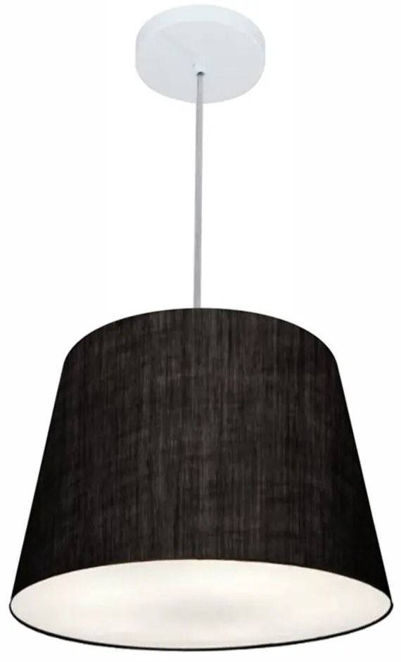 Lustre Pendente Cone Md-4155 Cúpula em Tecido 30/40x30cm Preto - Bivolt