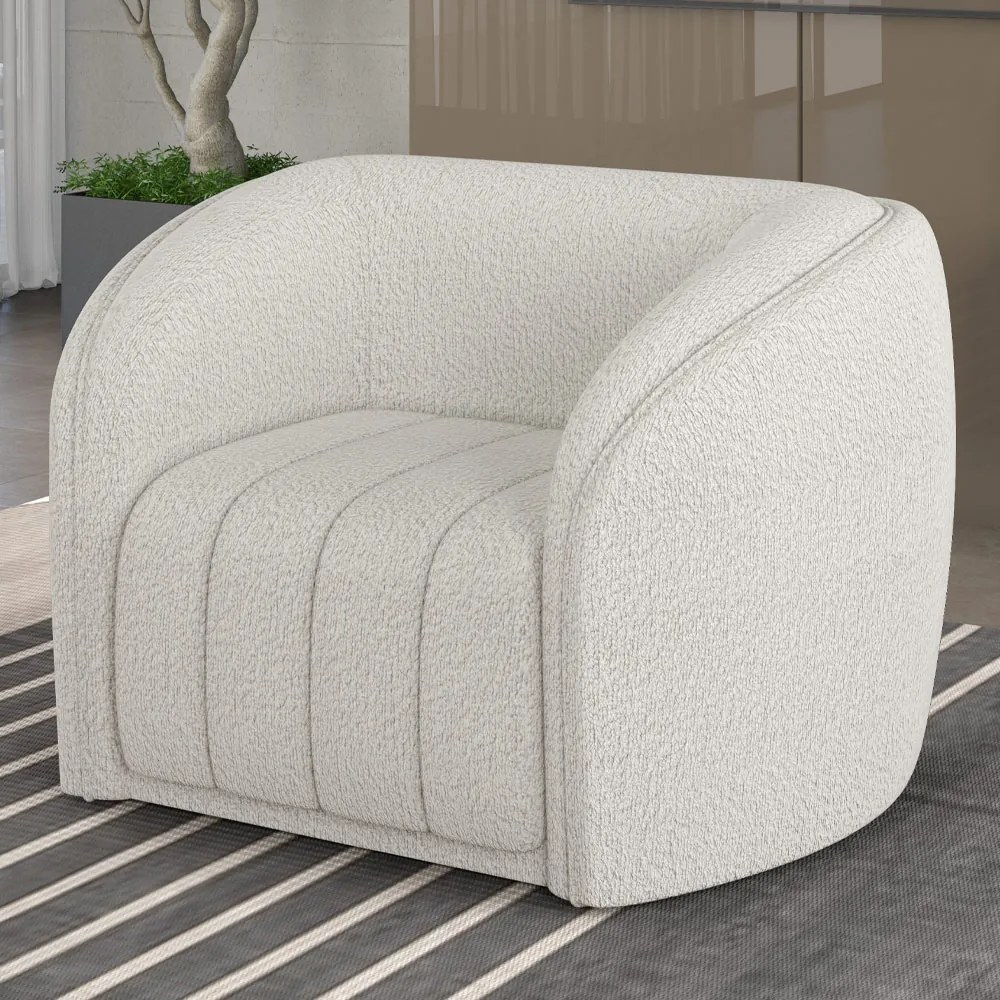 Kit 2 Poltronas Decorativas Sala de Estar Adam Boucle Branco G45 - Gran Belo