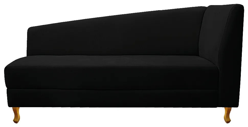 Recamier Valéria 140cm Lado Esquerdo Suede Preto - ADJ Decor