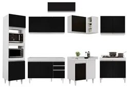 Armário de Cozinha Modulada de Canto 8 Peças CP01 Balcão Branco/Preto