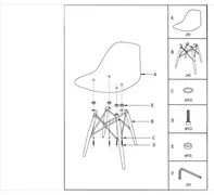 Kit 04 Cadeiras Eiffel Charles Eames F01 Preta Base de Madeira DSW - M