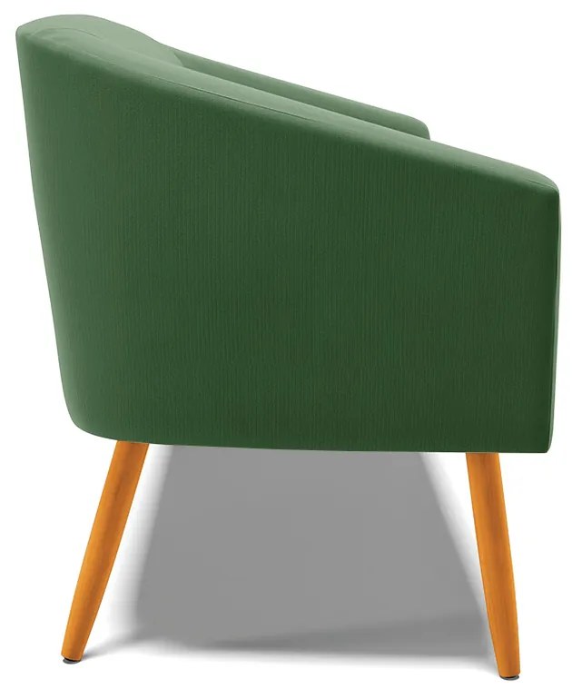 Namoradeira 02 Lugares Stella Suede Verde Pés Palito Castanho - D'Rossi