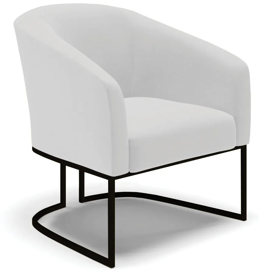Sofá Namoradeira e 2 Poltronas Base Industrial Preto Stella Linho D03 - D'Rossi - A05 Cinza