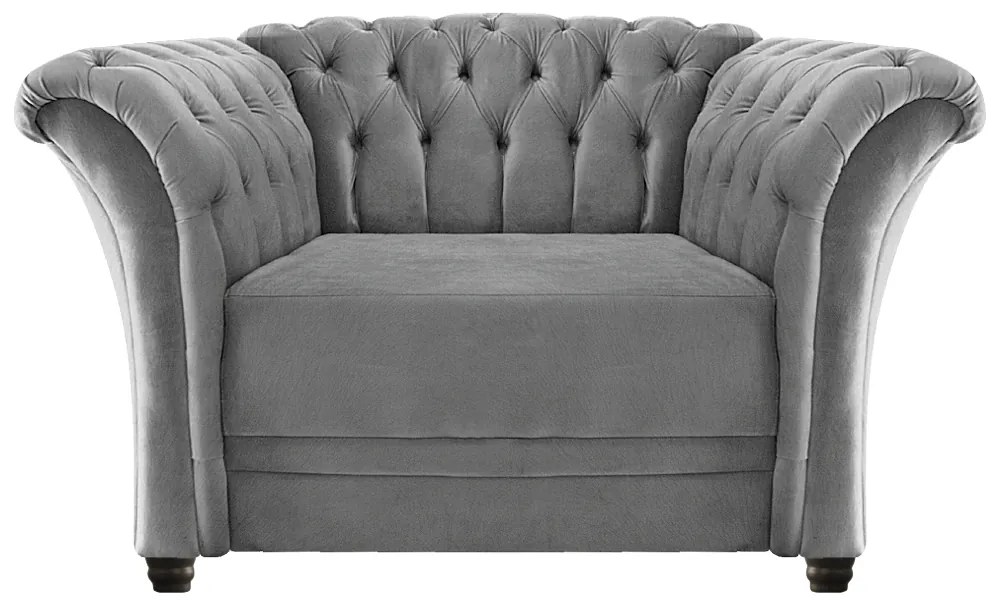 Poltrona Decorativa Chesterfield Sofia Suede Cinza - ADJ Decor