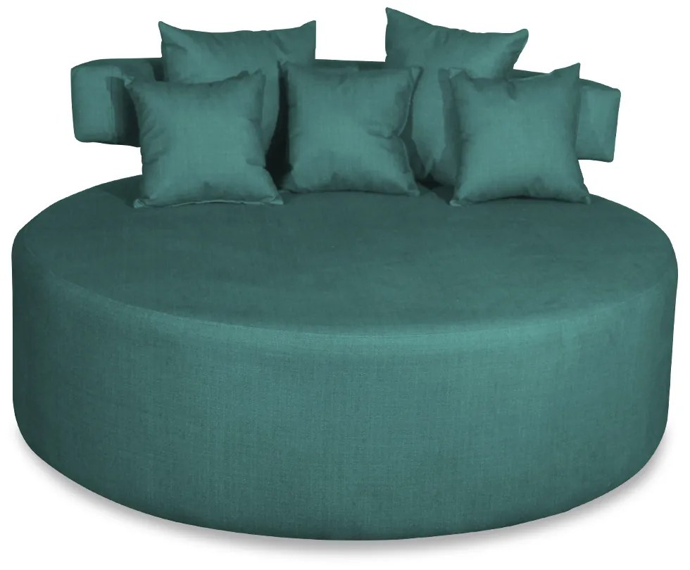 Sofá Chaise Eva Redondo 02 Lugares Suede Azul Tiffany