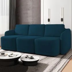 Sofá Cama Casal para Sala 306cm Polska Z08 Veludo Azul - Mpozenato