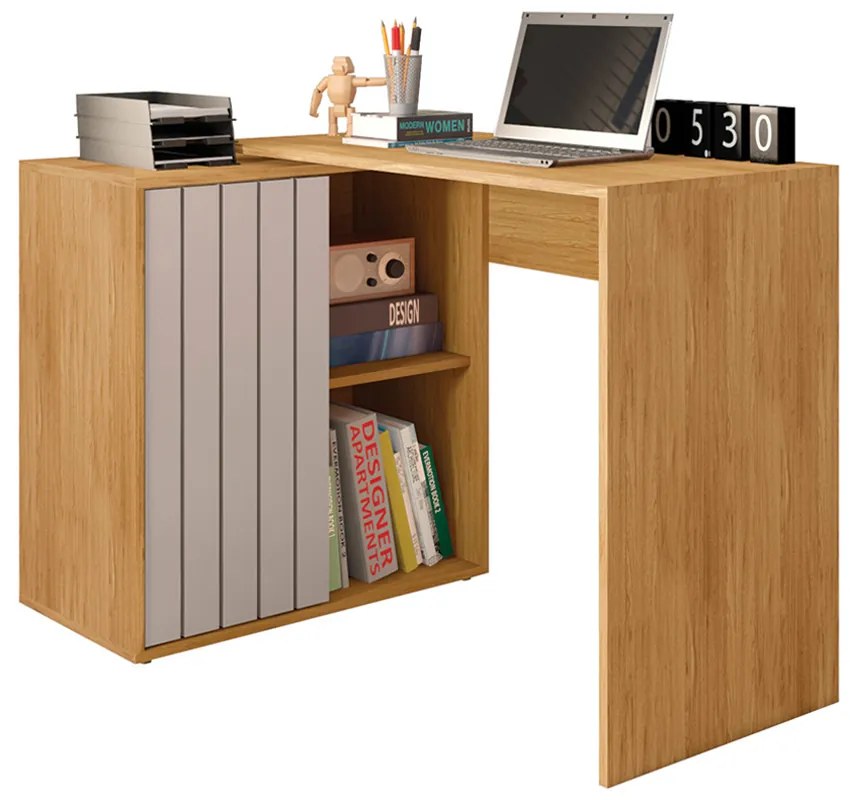 Mesa para Computador Amel Home 140cm Porta Ripada de Correr MDP Mel/Cacao G11 - Gran Belo