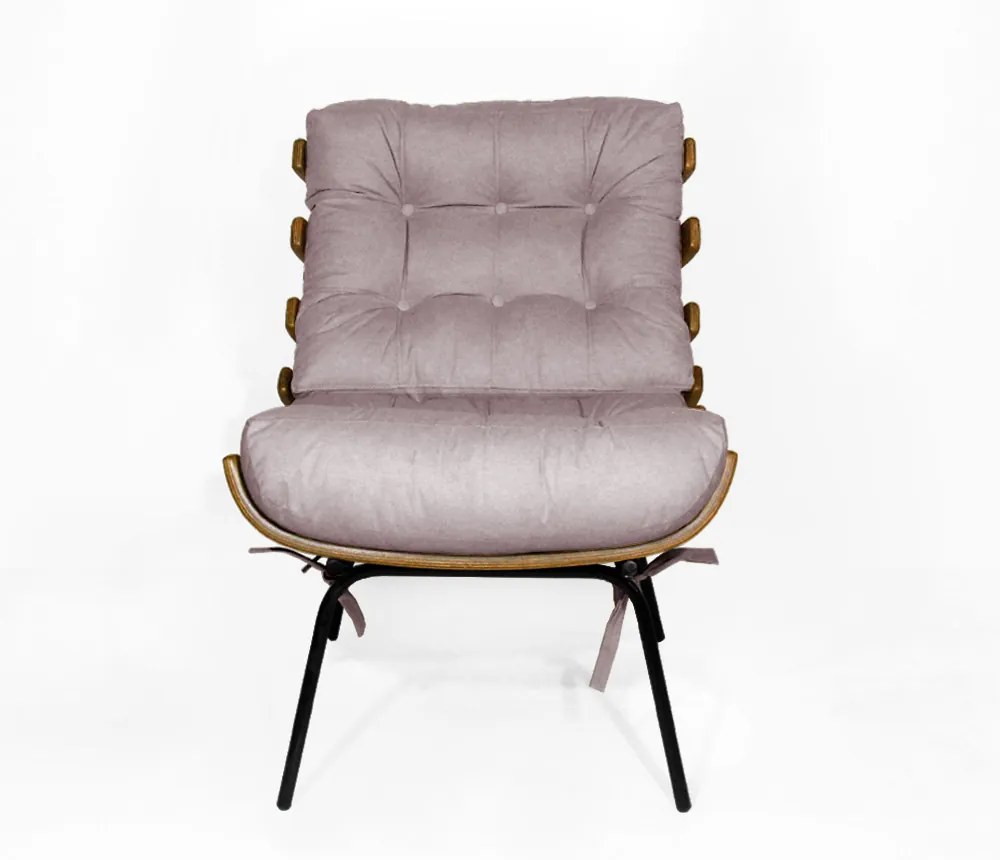 Kit 2 Poltronas Costela Com 2 Puff Costela Suede Crepe
