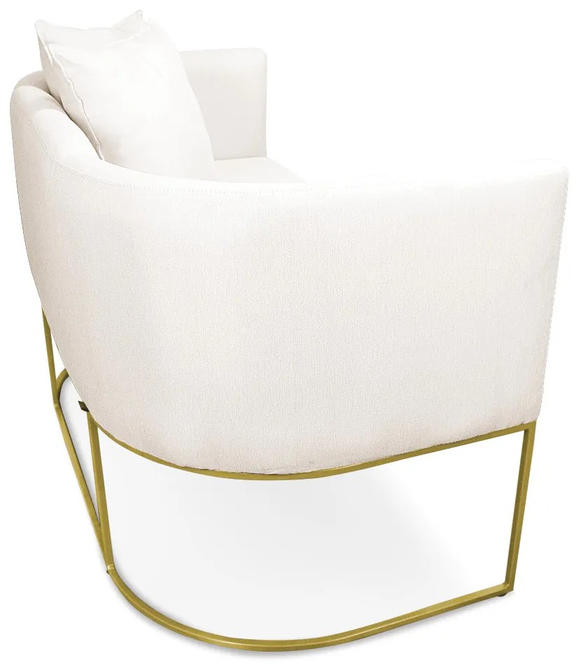 Namoradeira Paola 02 Lugares Linho Base Metálica Dourado D03 - D'Rossi  - A27 Areia