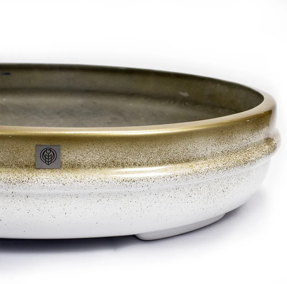 Vaso Bacia Decorativo Osaka Branco Gold Vietnamit G 16 Cm B02 - D'Rossi