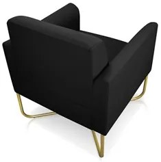 Kit 2 Poltronas Decorativas Base Industrial X Dourada Maressa S07 Sued