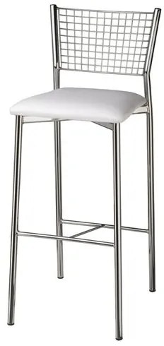 Banqueta Gradeada Media com Assento em Corino Branco 12583 Sun House
