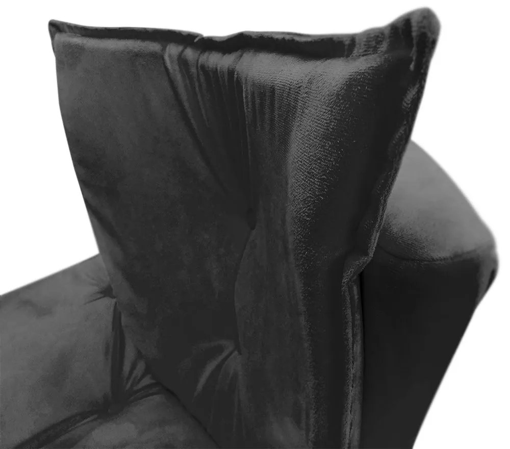 Poltrona Decorativa Pés Palito Emília Plus Suede Preto