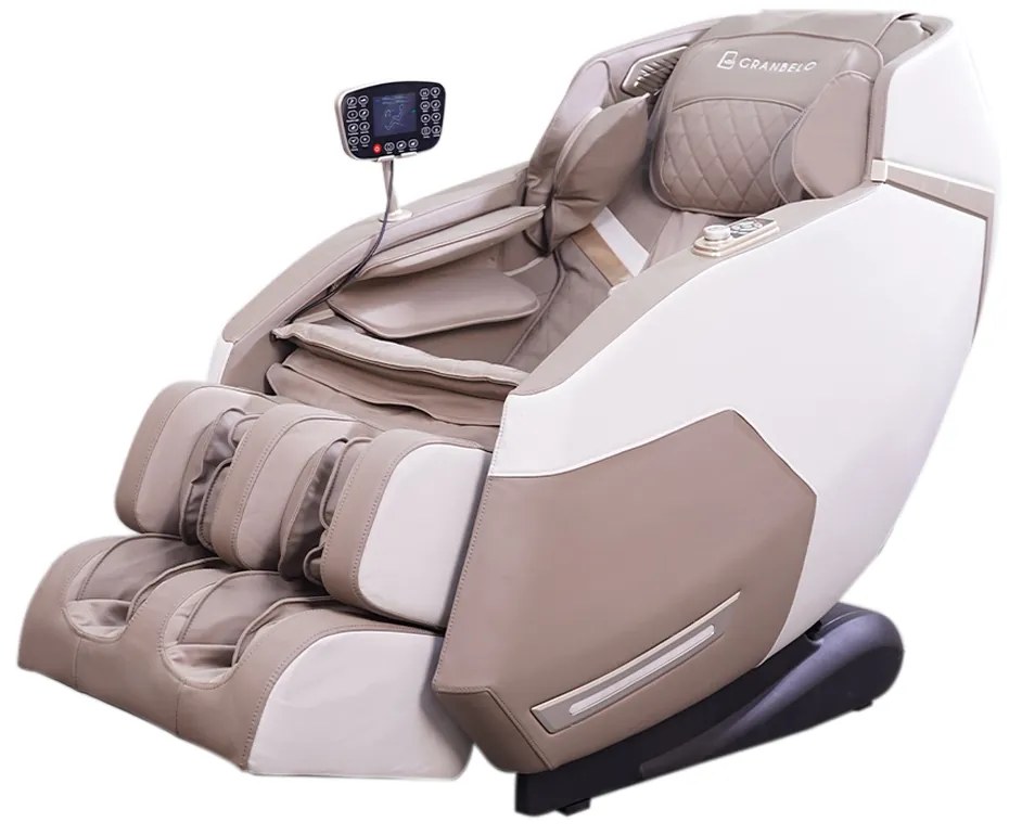 Poltrona de Massagem Elétrica 3D Marvin Reclinação Gravidade Zero Tela LCD PU Bege G94 - Gran Belo