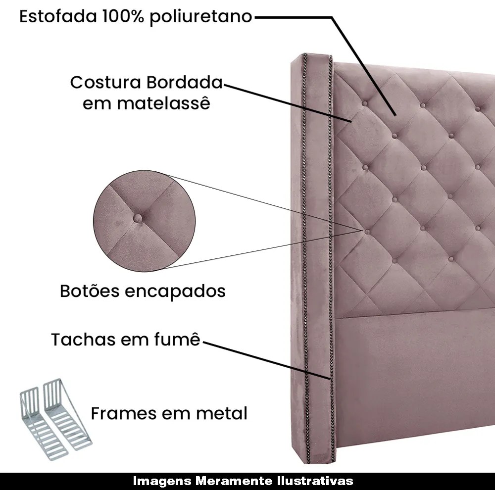 Cabeceira Decorativa Queen Size 1,84M Loewe Veludo Lilás G63 - Gran Belo