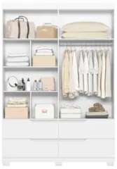 Guarda Roupa Solteiro 160cm com Espelho Doble Branco - Albatroz