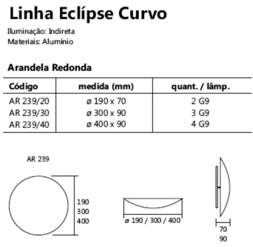 Arandela Eclipse Curvo 2Xg9 Ø19X7Cm | Usina 239/20 (BT - Branco Texturizado)