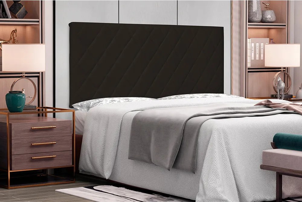 Painel Dubai Para Cama Box King 195 cm Corino S04 - D'Rossi - Marrom