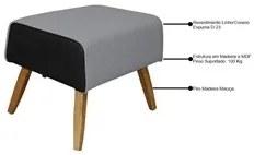 Puff Decorativo 60 cm Viseo C-05 C-416 Linho Cinza - Domi