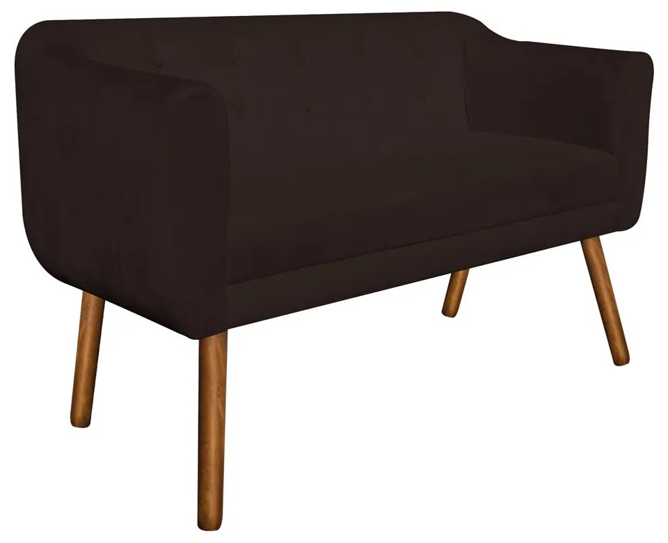 Kit 01 Namoradeira 02 Lugares e 02 Poltronas Julia Suede Marrom Pés Palito Castanho D'Rossi