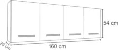 Kit 2 Armários Aéreos Panamá 4 Portas 160cm Branco/Preto - Lumil Móvei