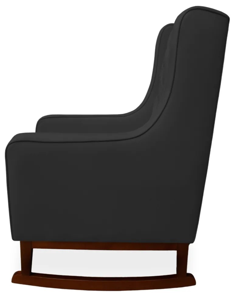 Kit Poltrona Amamentação Balanço Maju com Puff Flor Veludo - Preto