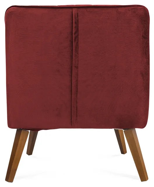 Poltrona Decorativa Dalia Pés de Madeira Suede Vermelho - Sheep Estofados - Vermelho