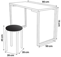Mesa de Cozinha Bistrô Porto Branco 90cm com 2 Banquetas Industriais M