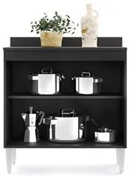 Balcão Gabinete 80cm 2 Portas Hawai Preto - Lumil Móveis