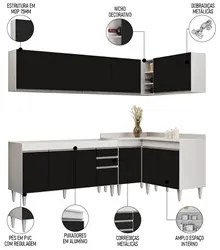 Armário de Cozinha Modulado de Canto 6 Peças CP31 Balcão sem Tampo Bra